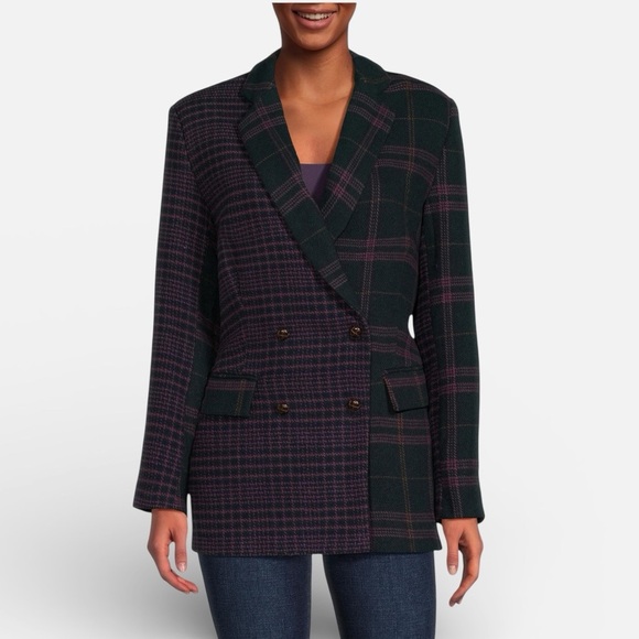 Sam Edelman Jackets & Blazers - SAM EDELMAN Braellynn Relaxed Double Breasted Wool
Blend Blazer Plaid Coat XL